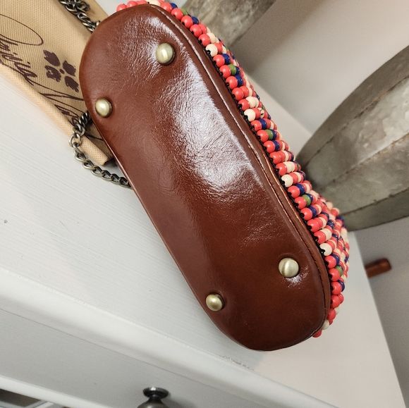 NWT PATRICIA NASH Leather Laureana Beaded Framed Satchel - Picture 5 of 9